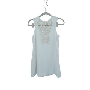 Free People White Lace Bib Sleeveless Button Back Mini Dress Small